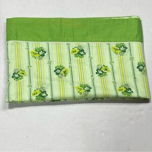 Vintage Dan river muslin green floral stripe  flat sheet 81x104